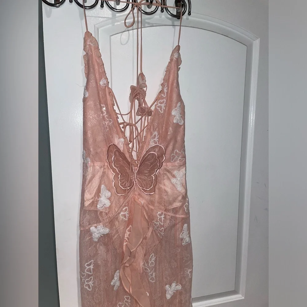New! For Love & Lemons Beckett Lace Sheer Butterfly Sequin Bodysuit Maxi Dress M - Picture 12 of 16